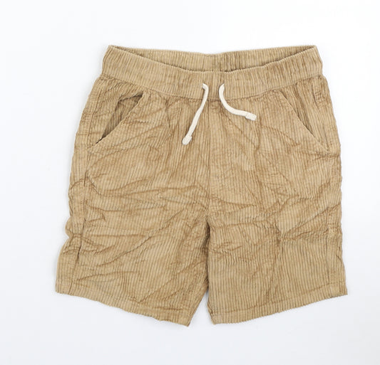 Marks and Spencer Boys Brown Cotton Sweat Shorts Size 9-10 Years Regular Drawstring