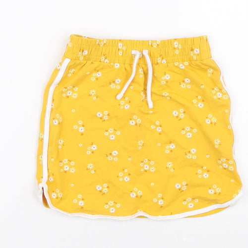 George Girls Yellow Floral Cotton Mini Size 8-9 Years Regular Drawstring