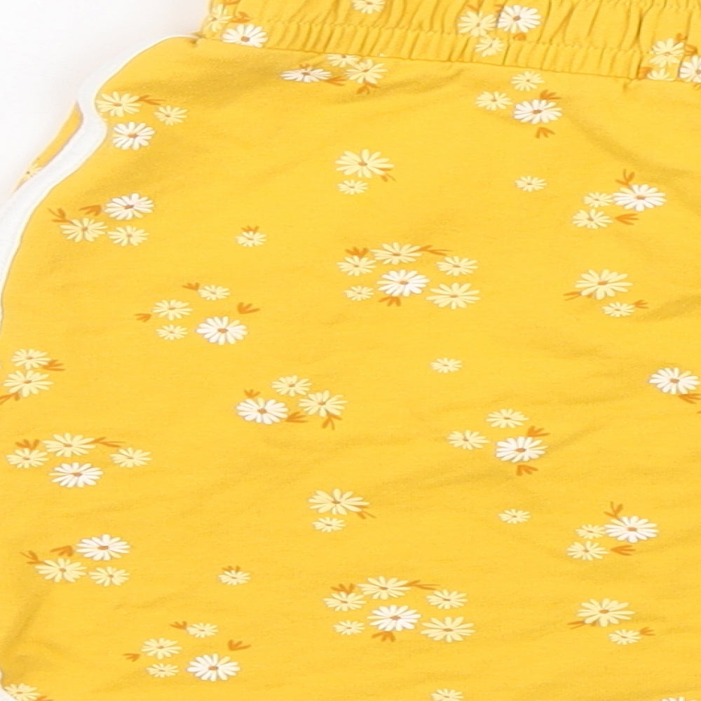 George Girls Yellow Floral Cotton Mini Size 8-9 Years Regular Drawstring