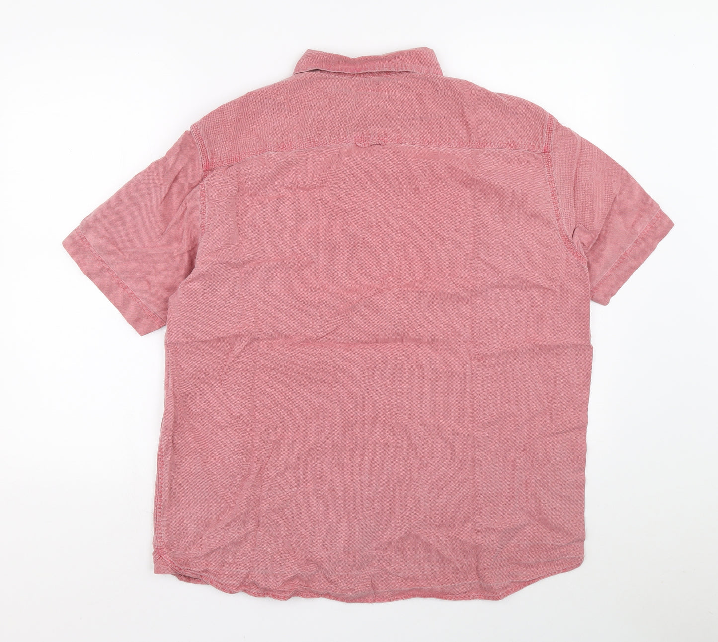 Marks and Spencer Mens Pink 100% Cotton Polo Size L Collared Button