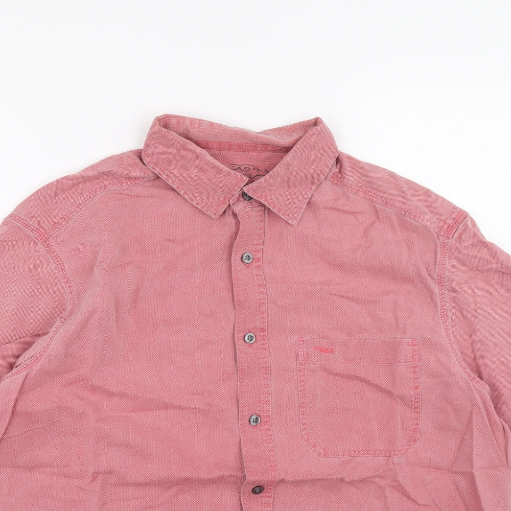 Marks and Spencer Mens Pink 100% Cotton Polo Size L Collared Button
