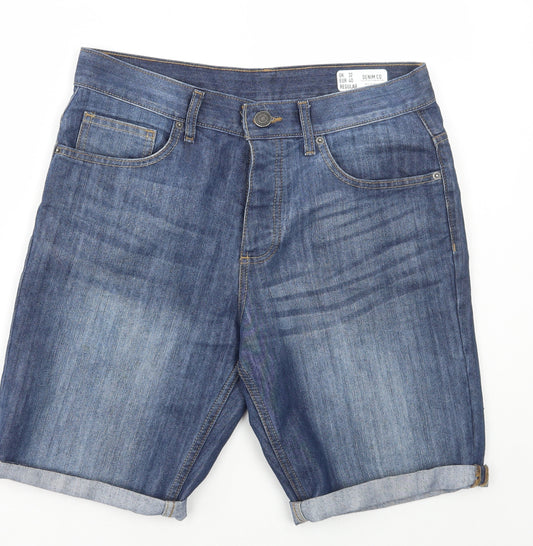 Denim & Co. Mens Blue Cotton Chino Shorts Size 32 in L9 in Regular Button