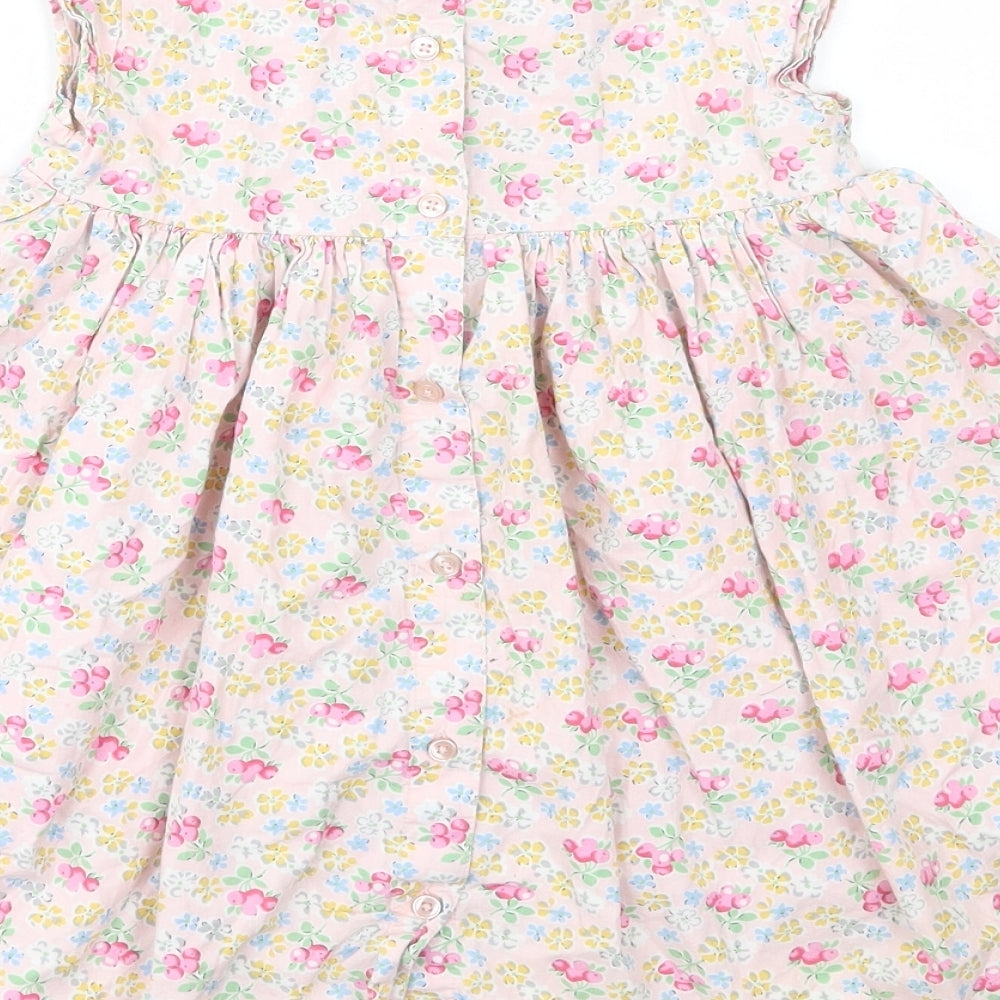 NEXT Girls Multicoloured Floral Cotton A-Line Size 4-5 Years Round Neck Button