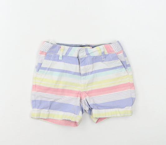 Gap Girls Multicoloured Striped Cotton Chino Shorts Size 5 Years Regular Hook & Eye