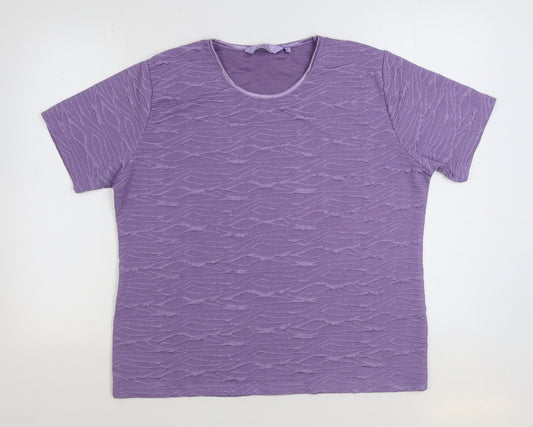 Honor Milburn Womens Purple Cotton Basic T-Shirt Size L Round Neck
