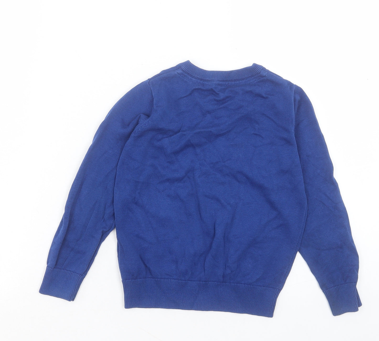 Marks and Spencer Boys Blue V-Neck Cotton Pullover Jumper Size 4-5 Years Pullover - School Wear