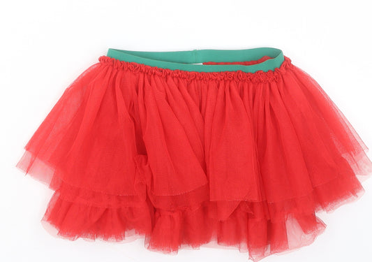 TU Girls Red Polyester A-Line Skirt Size 6-7 Years Regular Pull On