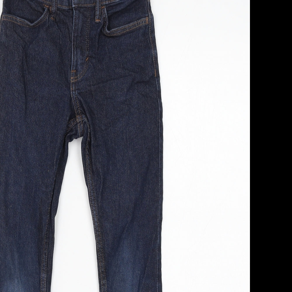 H&M Girls Blue Cotton Skinny Jeans Size 6-7 Years Regular Zip