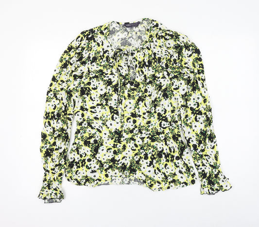 Marks and Spencer Womens Multicoloured Floral Viscose Basic Blouse Size 10 V-Neck