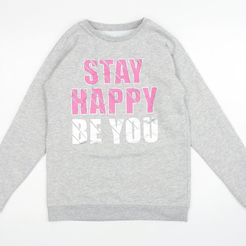 Primark Girls Grey Cotton Pullover Sweatshirt Size 13 Years Pullover - Stay Happy Be You