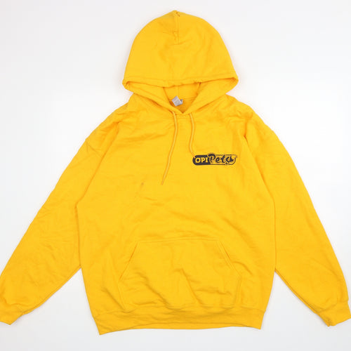 Gildan Mens Yellow Cotton Pullover Hoodie Size L - Opi Pets
