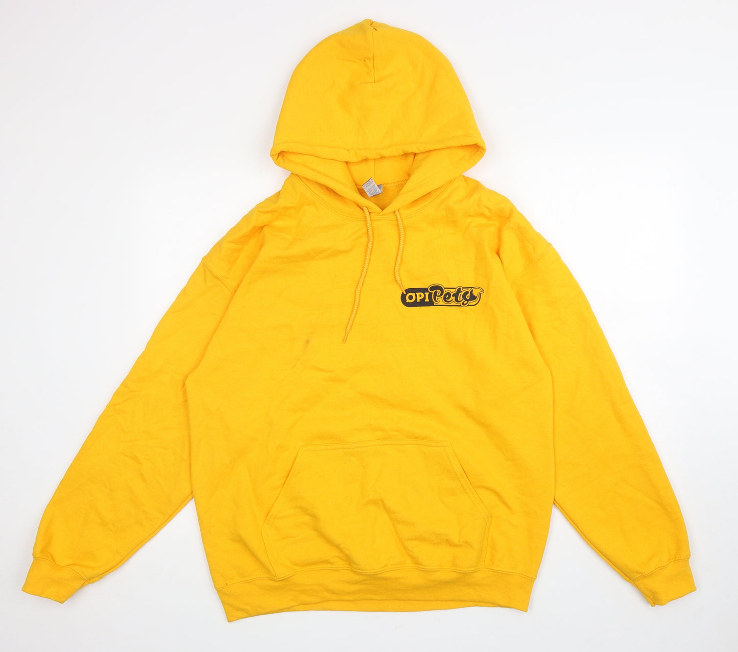 Gildan Mens Yellow Cotton Pullover Hoodie Size L - Opi Pets