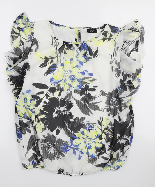 F&F Womens Multicoloured Floral Polyester Basic Blouse Size 12 Round Neck