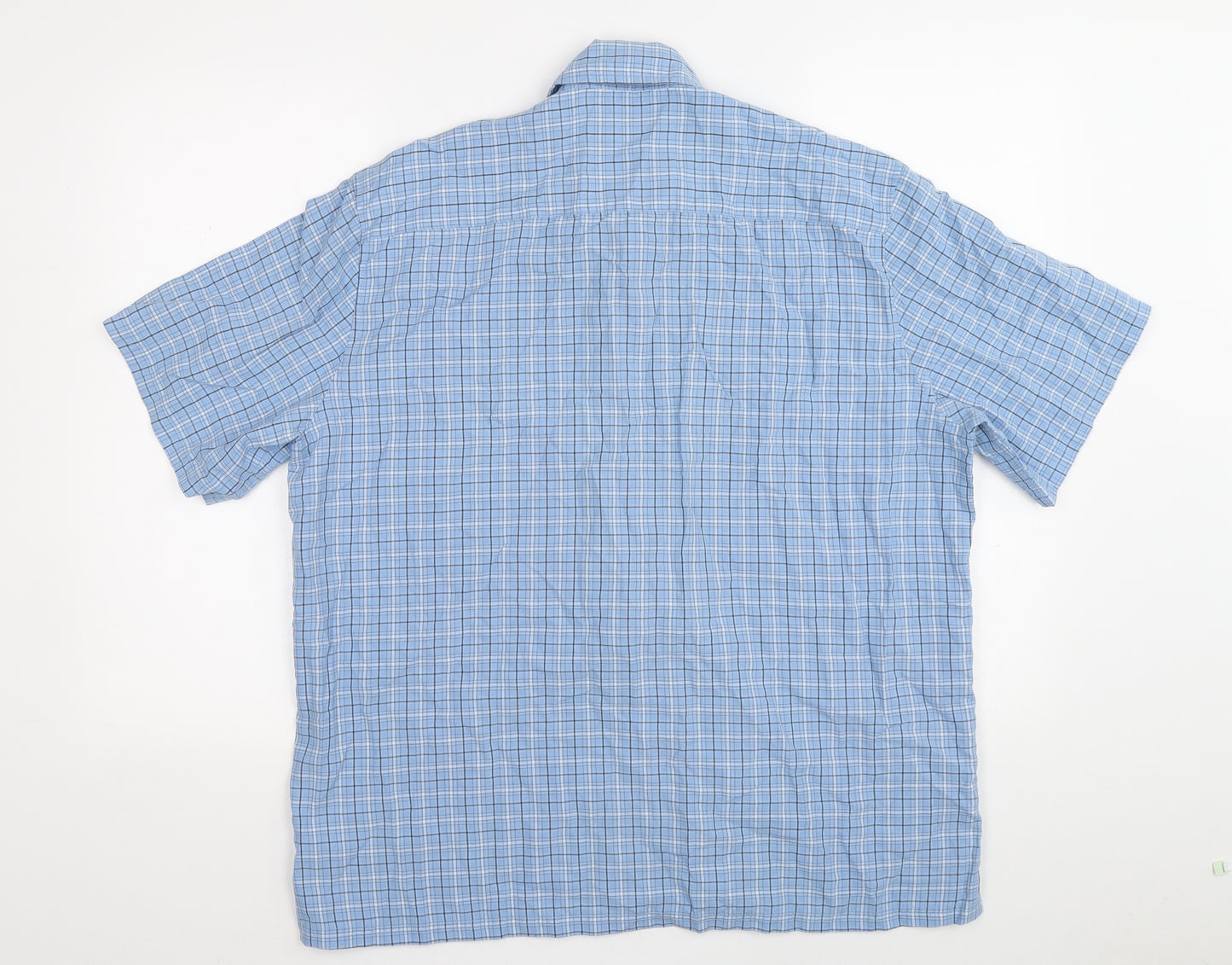 F&F Mens Blue Plaid Modal Button-Up Size L Collared Button