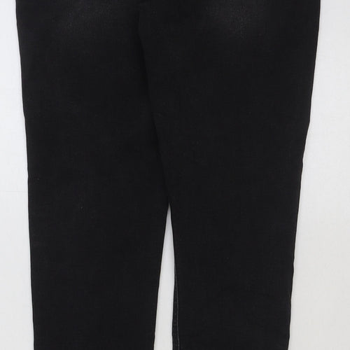 Marks and Spencer Girls Black Cotton Skinny Jeans Size 12-13 Years Regular Button - Distressed