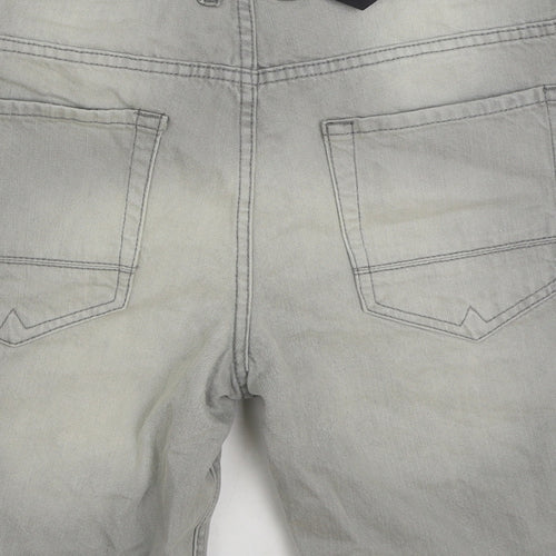 Threadbare Mens Grey Cotton Bermuda Shorts Size 32 in L9 in Regular Button