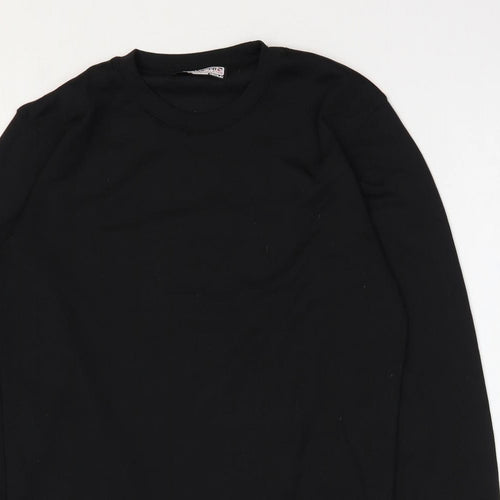 Campri Mens Black Polyester Basic T-Shirt Size M Round Neck Pullover