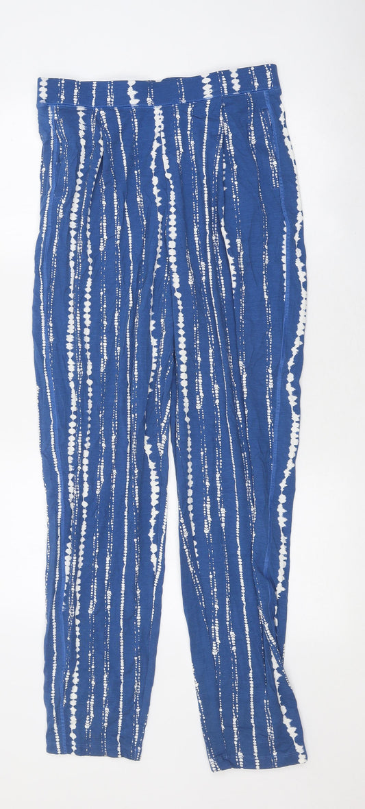 Marks and Spencer Womens Blue Geometric Polyester Capri Leggings Size 12 L29 in