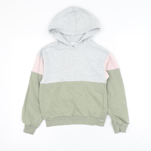 H&M Girls Multicoloured Colourblock Cotton Pullover Hoodie Size 8-9 Years Pullover