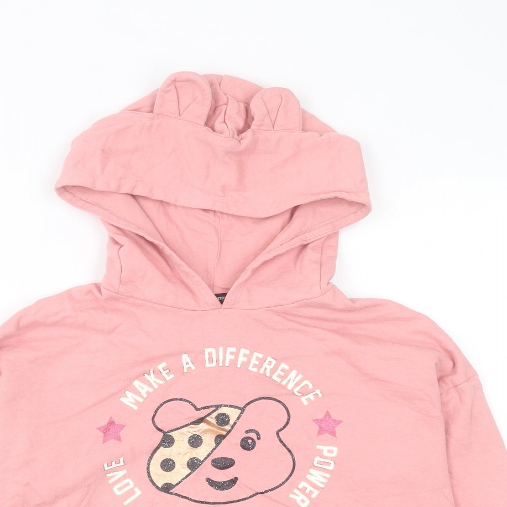 George Girls Pink Cotton Pullover Hoodie Size 8-9 Years Pullover - Pudsey
