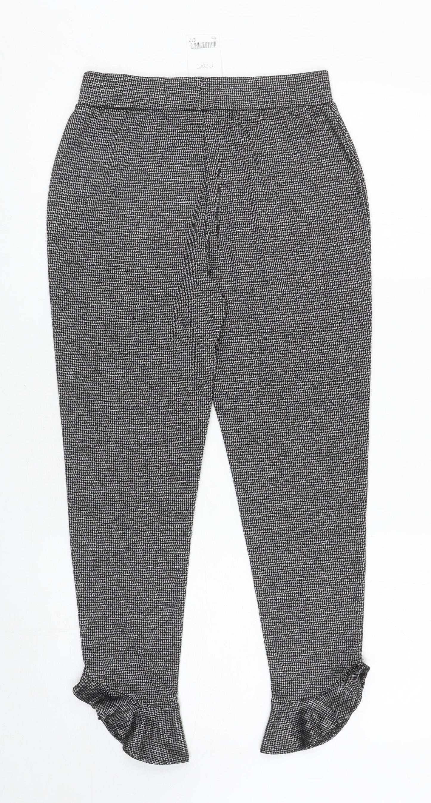 NEXT Girls Grey Houndstooth Polyester Jogger Trousers Size 14 Years L25 in Regular Pullover