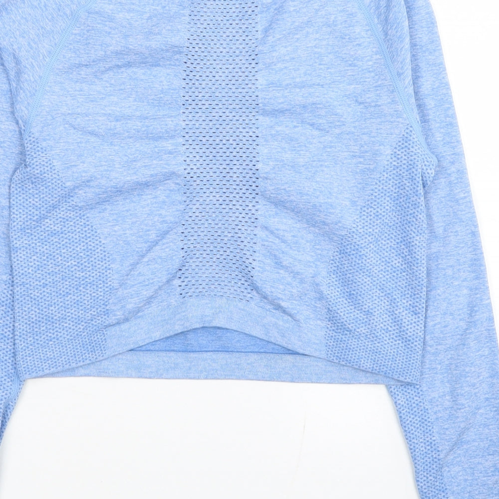 Preworn Womens Blue Polyamide Cropped T-Shirt Size M Round Neck Pullover