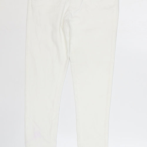Marks and Spencer Girls White Cotton Skinny Jeans Size 9-10 Years Regular Zip