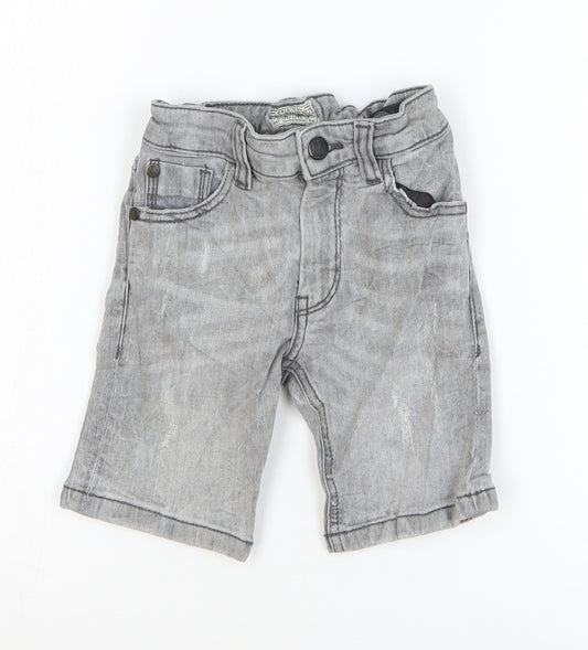 NEXT Boys Grey Cotton Bermuda Shorts Size 5-6 Years Regular Zip