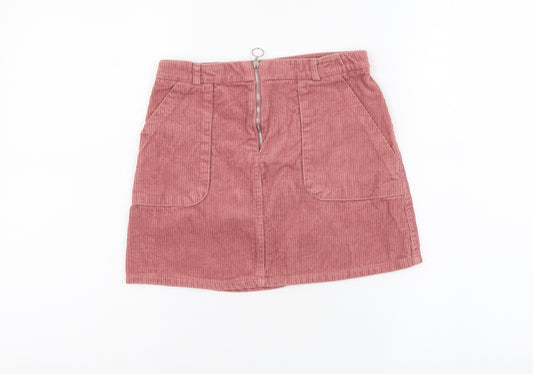 Denim & Co. Girls Pink Cotton Maxi Skirt Size 8-9 Years Regular Zip