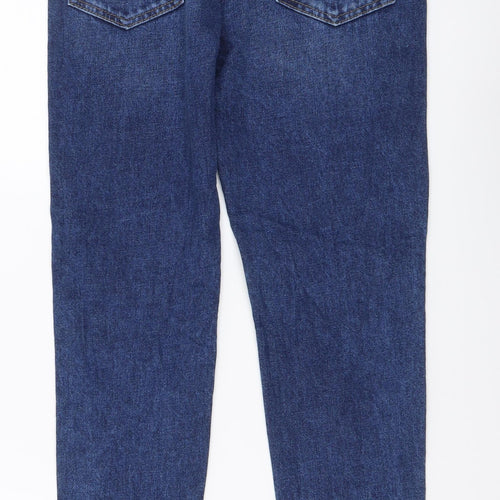 Marks and Spencer Girls Blue Cotton Straight Jeans Size 10-11 Years Regular Button