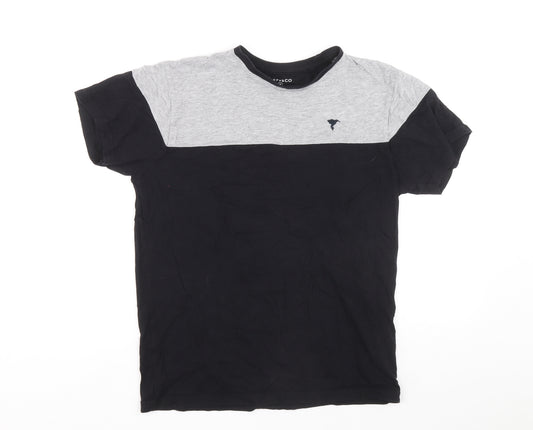 JEFF&CO Mens Black Cotton T-Shirt Size S Round Neck - Bird