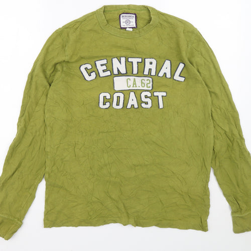 Bershka Mens Green Cotton Pullover Sweatshirt Size M - Central Coast