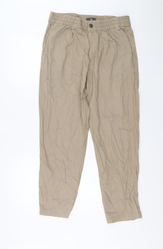 H&M Mens Beige Polyester Trousers Size 36 L27 in Regular Zip
