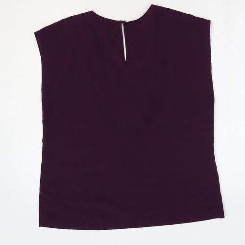Dalia Womens Purple Polyester Basic Tank Size L V-Neck
