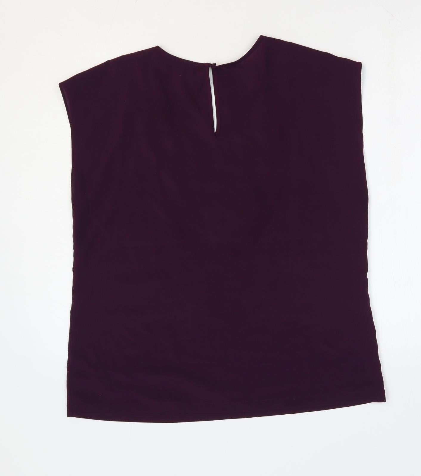 Dalia Womens Purple Polyester Basic Tank Size L V-Neck