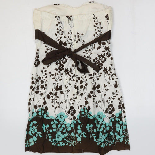 Charlotte Russe Womens White Floral 100% Cotton A-Line Size M Off the Shoulder Zip - Bandeau Dress