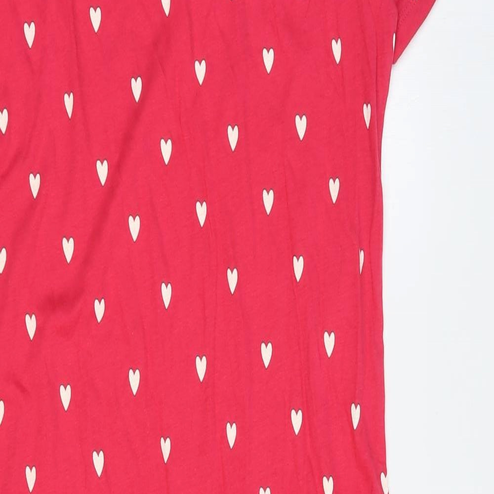 Marks and Spencer Womens Pink Geometric 100% Cotton Top Dress Size 8 - Love Heart Print