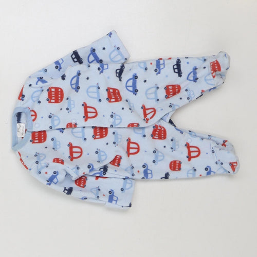 F&F Baby Blue Geometric Polyester One Piece Size Newborn Zip - Car Print