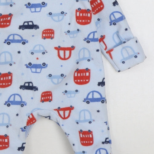 F&F Baby Blue Geometric Polyester One Piece Size Newborn Zip - Car Print