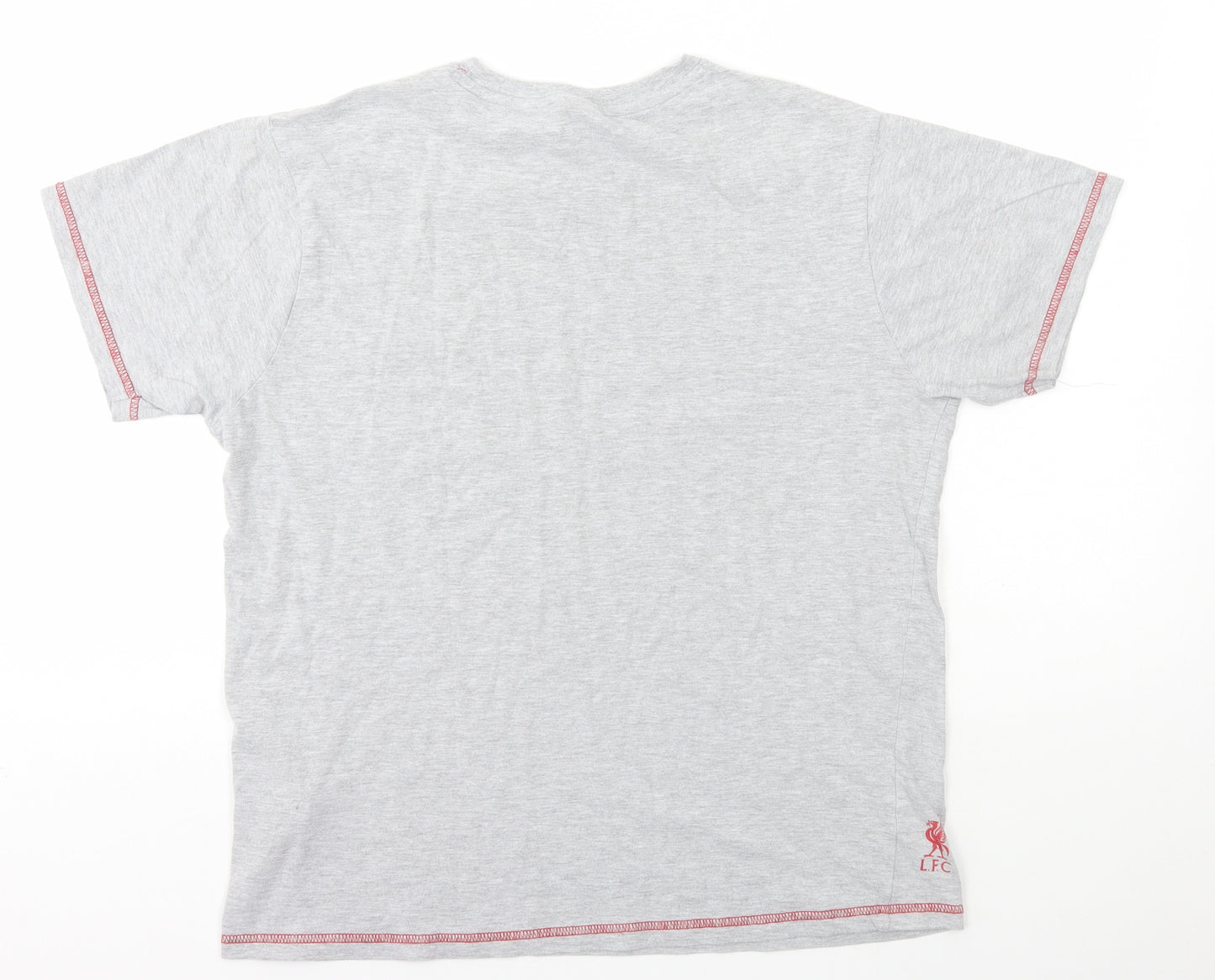 Liverpool FC Mens Grey Cotton T-Shirt Size M Round Neck - Stars