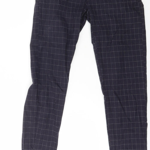 Denim & Co. Mens Blue Check Cotton Trousers Size 32 in L28 in Regular Zip