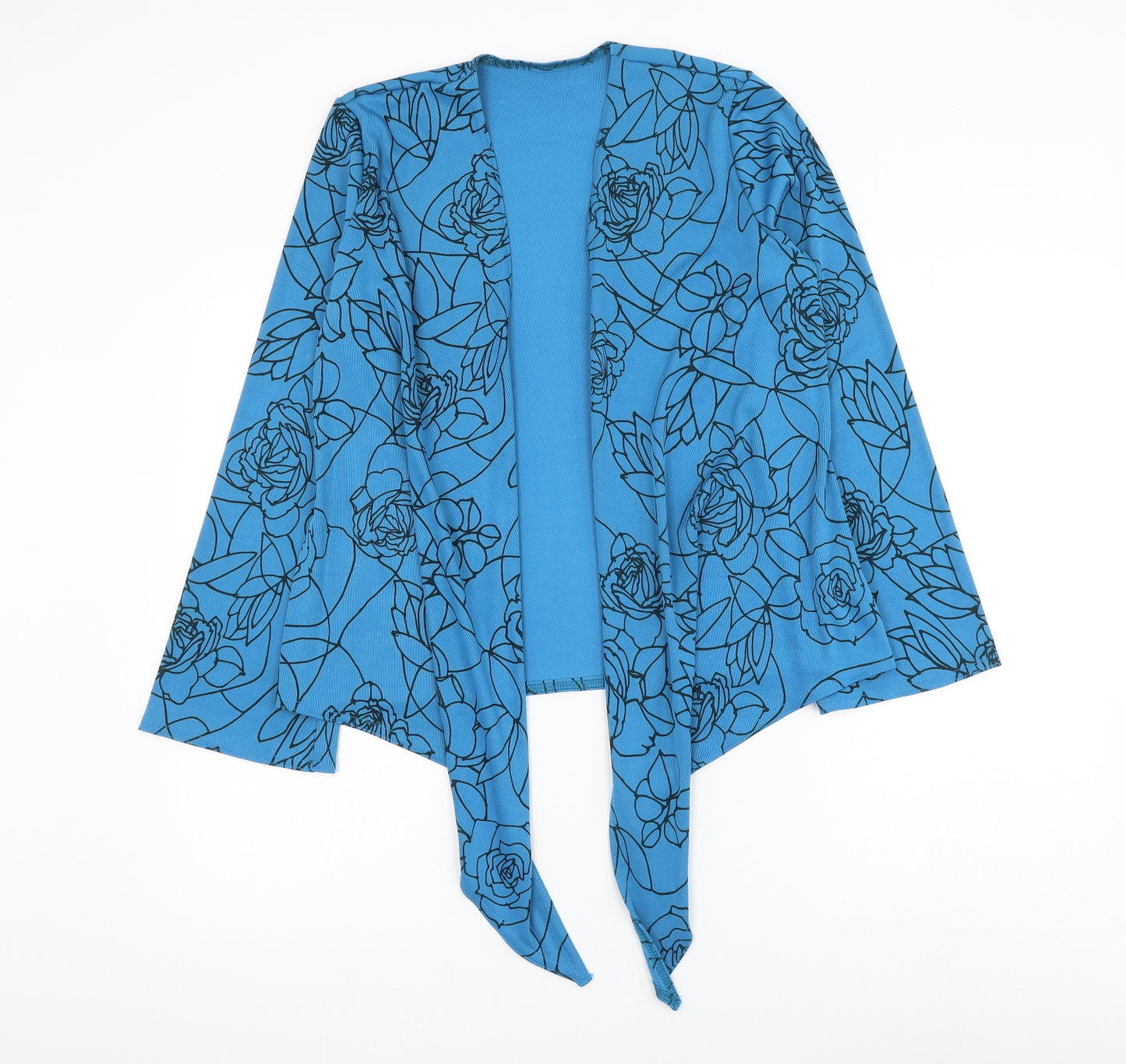 WEEKENDERS Womens Blue V-Neck Floral Polyester Cardigan Jumper Size M