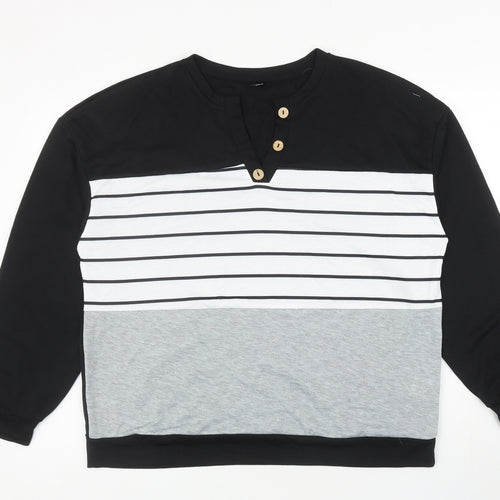 SheIn Mens Black Striped Polyester Pullover Sweatshirt Size XL - Colourblock