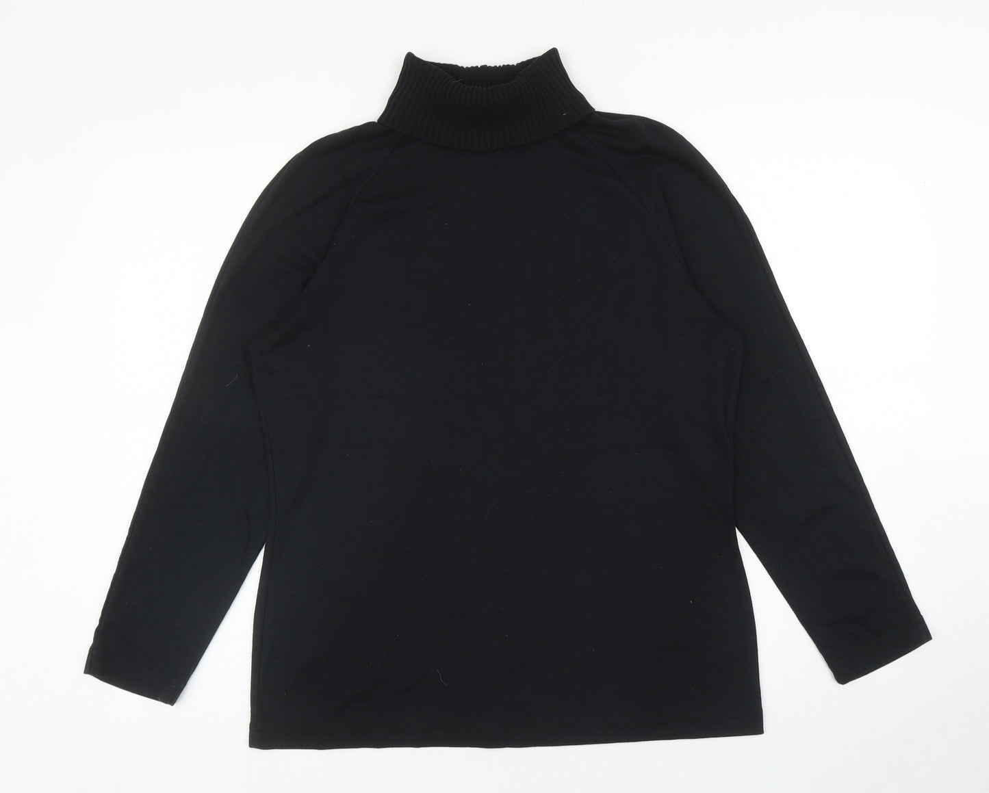 WEEKENDERS Womens Black Cotton Basic T-Shirt Size M Roll Neck