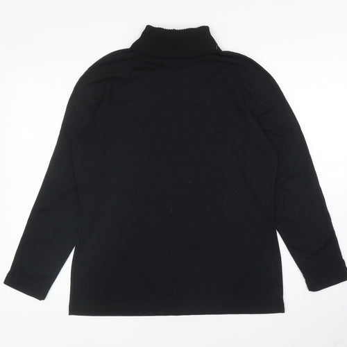 WEEKENDERS Womens Black Cotton Basic T-Shirt Size M Roll Neck