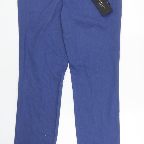 Selected Homme Mens Blue Polyester Dress Pants Trousers Size 32 in L31 in Regular Zip