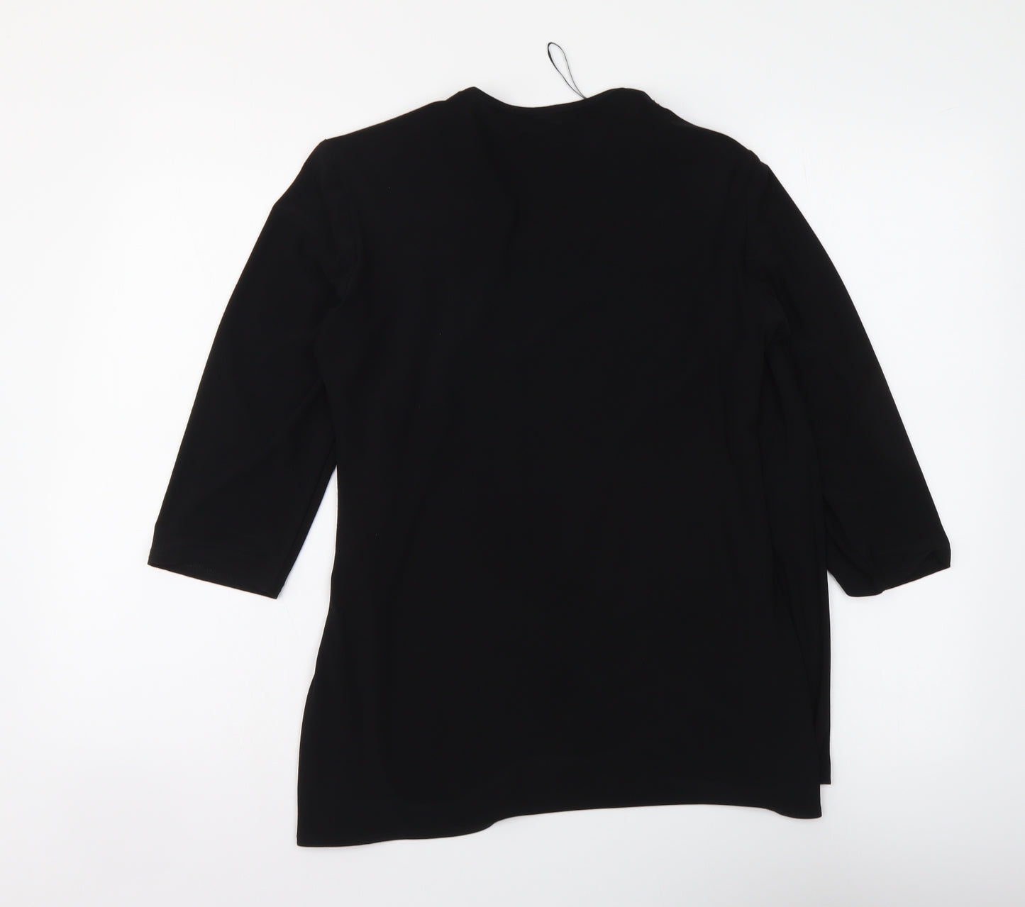 Anonymous Womens Black Polyester Basic Blouse Size 14 Round Neck