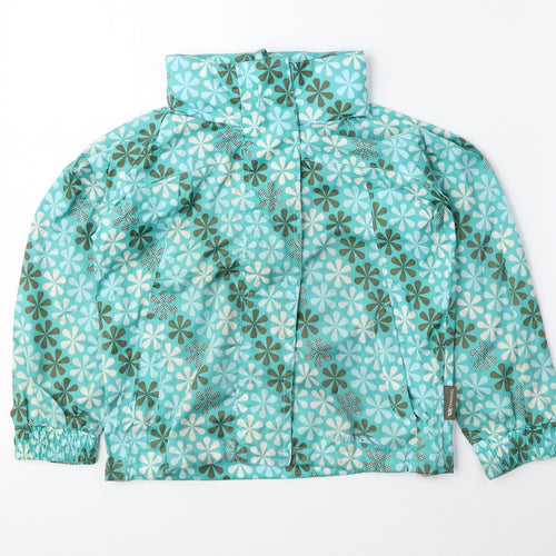 Trespass Girls Blue Floral Anorak Coat Size 2-3 Years Zip
