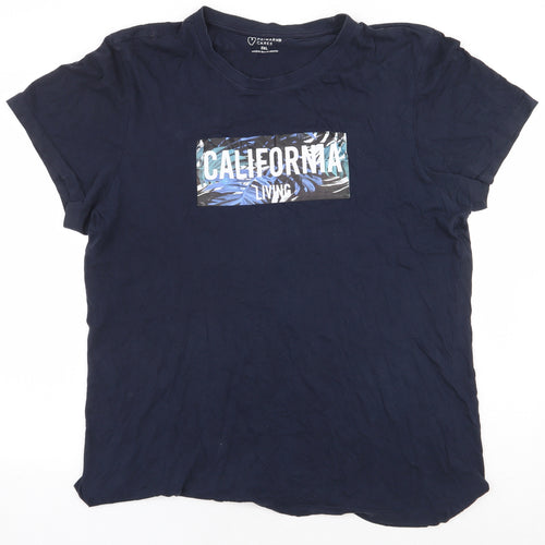 Primark Mens Blue Cotton T-Shirt Size 2XL Crew Neck - California