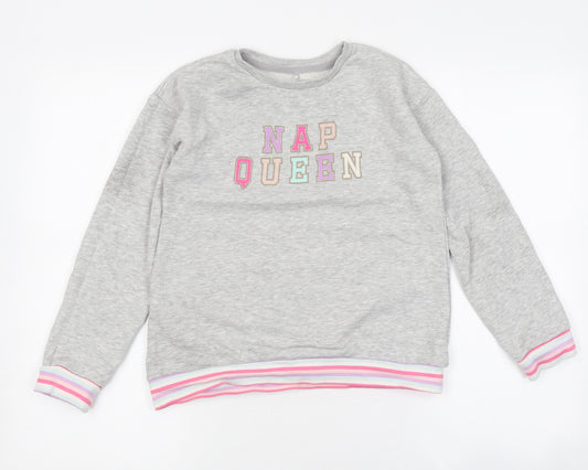 George Girls Grey Round Neck Polyester Pullover Jumper Size 10-11 Years Pullover - Nap Queen